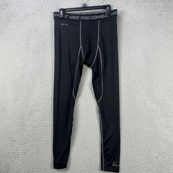 Nike Pro Combat Pants Legging Mens XL Black Dri Fit Compression Stretch Pull On - Picture 1 of 10